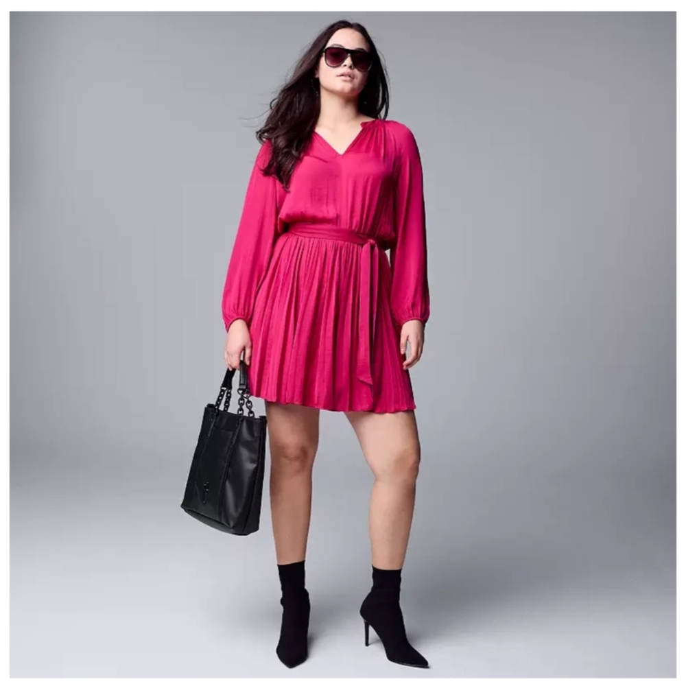NWT Simply Vera Vera Wang Fuchsia Long Sleeve Dress